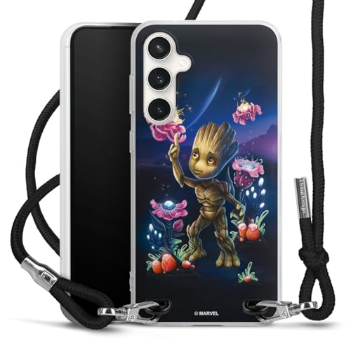 DeinDesign Carry Case kompatibel mit Samsung Galaxy S23 FE Hülle mit Band Handykette zum Umhängen schwarz Guardians of The Galaxy Baby Groot Marvel