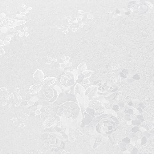 VEELIKE Papel Pintado Flores Blanco Rosas Textura Vintage Papel Pintado Pared con Relieve Fotomurales Decorativos Pared Salon Papel Pared Estampado Papel Adhesivo para Armarios Dormitorio 40cm×300cm