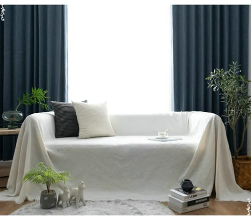 AMDXD Überwurfdecke, Einfarbig Muster Couchbezug Zweisitzer, rutschfeste Sofahusse in Polyester Möbelschutz-Sofabezüge - 180x230CM, Weiß