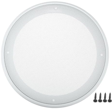 X AUTOHAUX 8 Speaker Grills Cover Mesh Round with Mounting Screws Iron ABS White - Pack of 1