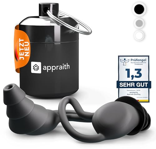 APPRAITH® ZenPlug Tappi per le orecchie per concerti, sonno, viaggi, lavoro [Premium Nano Silicone] in earplugs protezione dell'udito fino a 32 dB | Riutilizzabili | Nero | Contenitore in alluminio