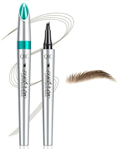 3d Augenbrauenstift wasserfest,Dunkelbraun Magischer Augenbrauenstift,Augenbrauenfarbe Dunkelbraun,Wasserdichter 3D Microblading Eyebrow Pen mit 4 Gabelspitzen (02Dunkelbraun)