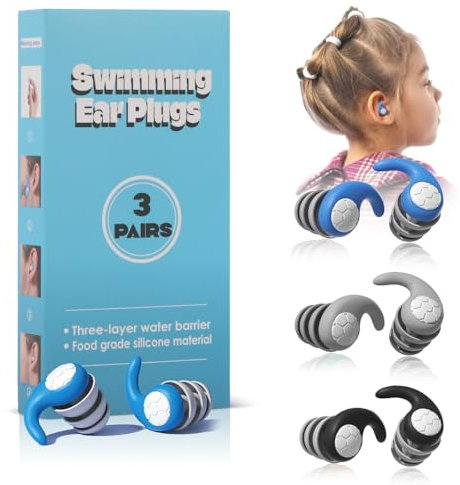 Tappi per le orecchie da nuoto per bambini 3 paia tappi orecchie piscina in silicone riutilizzabili e impermeabili per il nuoto da 3 a 12 anni e per piccole orecchie ideali per il surf, le immersioni