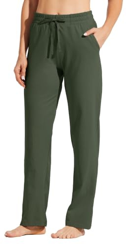 WILLIT Jogginghose Damen Baumwolle Trainingshose Lang Freizeithose Sporthose Yogahose gerades Bein Sport Lounge Sweatpants Kordelzug mit Taschen