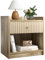 Nidouillet bedside table with drawers and storage, 18inches Side table for bedroom, living room, Mid Century Modern natural oak colour AB032001
