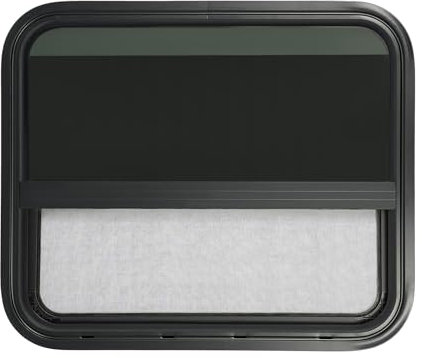 Schiebefenster Wohnmobil Wohnwagen Fenster 60*50cm, RV Glas Vertikales Caravan Wohnmobilfenster mit Bildschirm für Camper Van