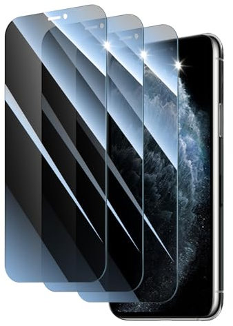Lot de 3 Verre Trempé Anti-Espion pour iPhone 11 Pro/iPhone XS/iPhone X, Anti Espion Vitre Protection Ecran Protege Accessoire, Film de Protecteur, résistance aux Rayures, Dureté 9H, Pas de Bulles
