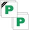 P Plate Stickers for New Driver | Micro-Perforated Tech: See-Through Inside, Bold Outside | Includes Both Micro-Perforated & Solid Vinyl Stickers | 7x7 | C&J Goods (4 Pack)