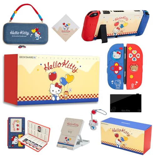 Kuitmor Kit Accessori per Switch 2017: Custodia Trasporto, Custodia Protettiva, Portaschede, Pellicola Protettiva, Supporto, Cuscinetti Joystick e Altro (10 in 1)