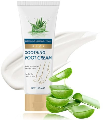 Feuchtigkeitsspendende Fußcreme mit Aloe Vera und Vitamin E, Hornhautentferner Creme für sehr Trockene und Raue Haut, Schrundensalbe Repariert hornhaut für Füße, Beruhigende Fußpflege, 131ml