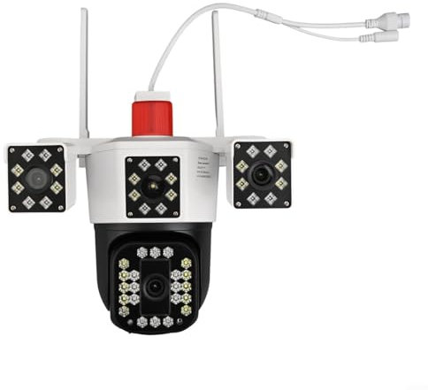 UTTASU Überwachungskamera Aussen, 6K 12MP Drei Linsen Drei Bildschirme PTZ Auto Tracking Zoom Nachtsicht Bewegungserkennung Echtzeit Push 24/7 Überwachung für Home Security