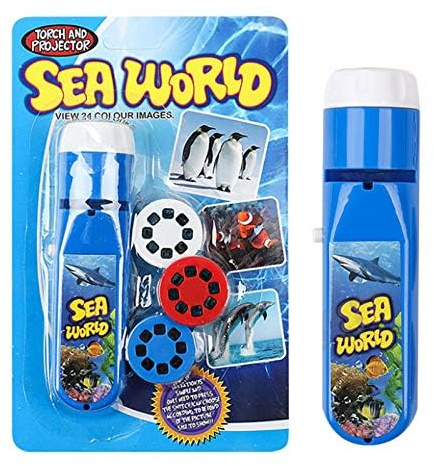 SUNNEE Projection Flashlight Early Education Cognitive Story Lighting Cartoon Dinosaur Animal Pattern Fun Projector Toy (Sea World)