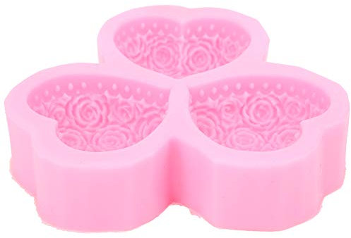 Nikou 2 Pcs Square-Shaped Non-Stick Cheese Cake Pizza Tray, Silicone Bakeware with 3 Cavity Heart Shaped Rose er Moulds for DIY Baking, Gold Color