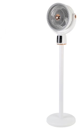 ASHATA Oscillating Standing Fan, 12 Speeds Adjustable Height 3D Oscillation 12h Timer Remote Control Type C, with 8000mAh Battery, for Bedroom Dorm Office