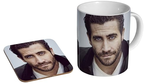 MUGMART Jake Gyllenhaal Face - Ceramic Coffee Mug + Coaster Gift Set