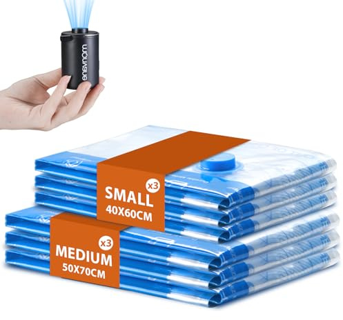Vacuum Storage Bags - 6 Pack Space Saver Bags with Portable Wireless Electric Air Pump Suitable for Travel Luggage Suitcase Clothing