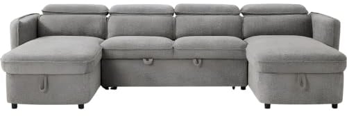 Beehive Furniture Corfu - U-Shaped Corner Sofa Bed - Grey Upholstered Large Family Couch | Setup Included | Built to Last (U-Shaped Corner Sofa Bed)