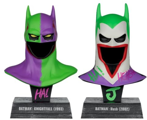 Batman DC Direct Mini-Replik 1/3 2er-Pack Batman Masken Hush & Knightfall (Jokerized) (Gold Label) 18 cm