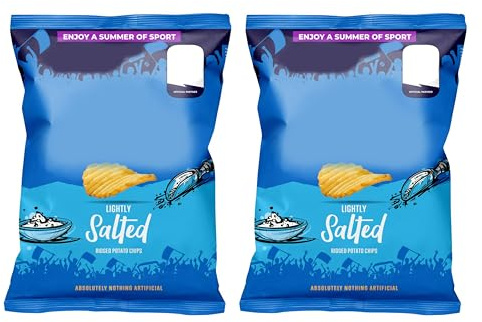 Lightly Salted Ridged Potato Chips, 130g, Gluten-Free, Suitable for Vegans, Absolutely Nothing Artificial,Pack Of 2