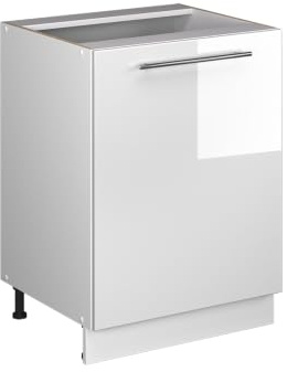 Vicco Küchenunterschrank Fame-Line, Weiß Hochglanz/Weiß, 60 cm | MDF-Front · Ohne Arbeitsplatte · Höhenverstellbare Füße · Metallgriffe · Soft-Close