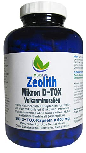 Zeolith MIKRON 300 Kapseln a 500mg basische Vulkan Mineralien. Ohne Nanopartikel extrafein mikronisiert & aktiviert. 26146