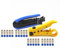 NUZAMAS Cable coaxial coaxial conector F crimpadora pelacables juego RG6 RG59 RG11 compresión crimpado corte cable TV herramienta manual 20 conectores de compresión F incluidos