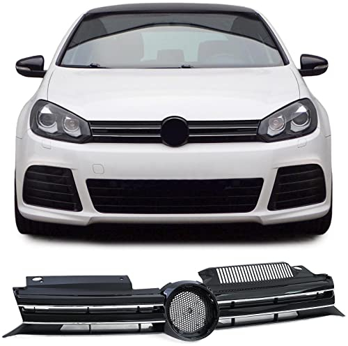 Sport Grill Kühlergrill Schwarz Glanz mit Chromleisten für VW Golf 6 08-13