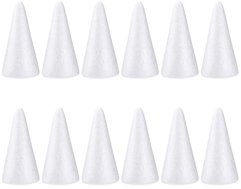12 Stück Handwerk Schaumstoff Weiß Styroporkegel für Haus DIY Projekt Handwerk Tisch Weihnachtsbaum 15 cm