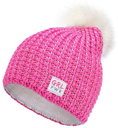 Marhatter Mädchen Strickmütze - Hellrosa/Grau - Größe 54