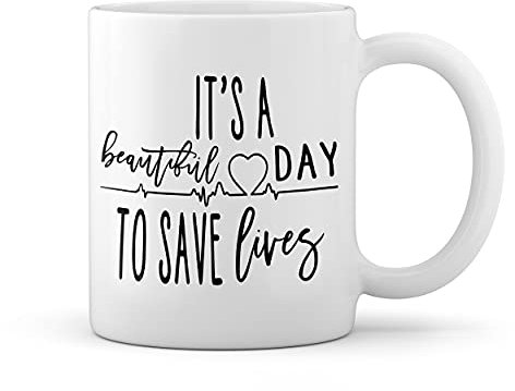 Grey's Anatomy It's Beautiful Day To Save Lives Weiße Tasse Mug