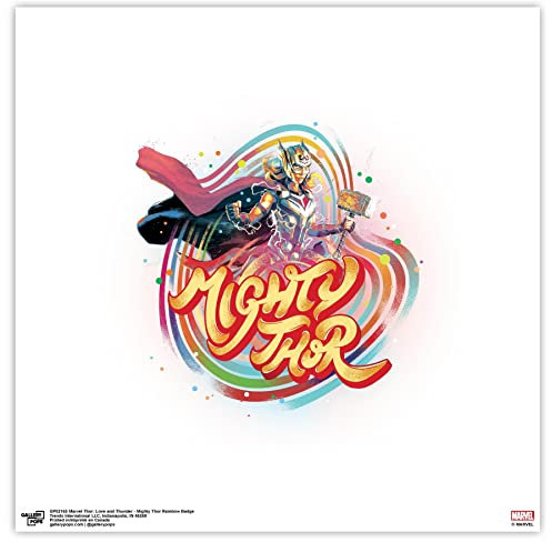 Gallery Pops Marvel Thor: Love and Thunder – Mighty Thor Rainbow Badge Wall Art, ungerahmt, 30,5 x 30,5 cm