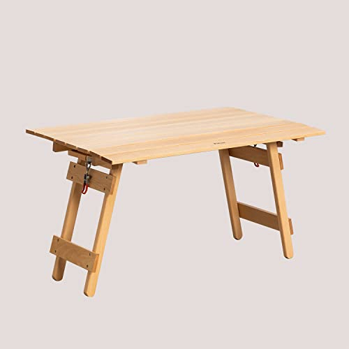 SKLUM Rechteckiger klappbarer Camping-Beistelltisch aus Buchenholz (80x48 cm) Sahara Buchenholz