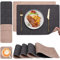 Myir JUN Tischsets Abwaschbar und Untersetzer 6er Set, Leder Platzsets Abwaschbar Doppelseitig Bedruckt Kunstleder Schmutzabweisend & rutschfest, Platzdeckchen Abwischbar mit Lederoptik für Esszimmer