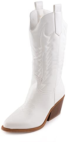 Toocool Stivali Donna Texani Cowboy Western camperos Scarpe Boots Y02 [37,Bianco]