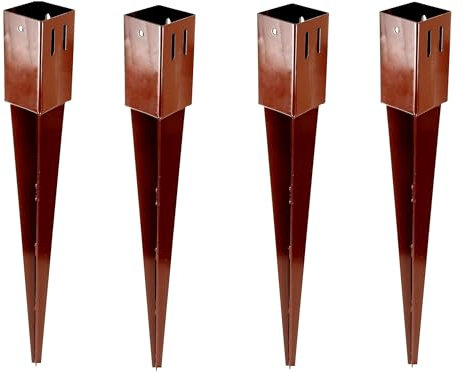 Unibos | Heavy Duty | Fence Post Spike Holder Support | Rust Resistant Metal Stakes | Drive down Spikes for Posts | Spike Grip Holder (4)