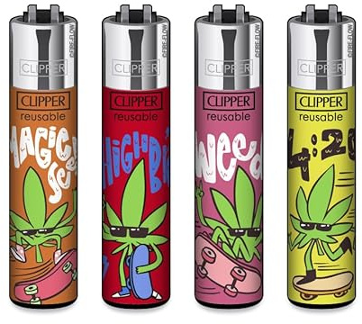 Clipper Feuerzeug 4er Set: (Weed Bros)