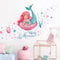 Tanlaby Meerjungfrau Mädchen Wandaufkleber Mädchen und Korallen Wasser Pflanzen Wand Kunst Wandsticker Abnehmbar Selbstklebend Wandaufkleber für Kinderzimmer Baby Wohnzimmer Kinderzimmer Dekoration