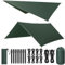 VOSOIR Bâche Anti-Pluie, 3x5M Camping Bâche Rain Tarp, Toile de Tente Imperméable Anti-UV, Léger Portable, avec 15 Oeillets +Clou en Aluminium+Corde à Vent, Randonnée, Hamac, Extérieur(Vert Foncé)