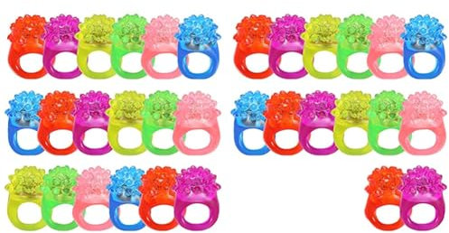 Loufy 35 piezas LED luz hasta anillo bumpy anillos flashing LED bumpy Ring Light-Up Toy Color Aleatorio Huevos Plástico Recompensas Cumpleaños Suministros de Fiesta