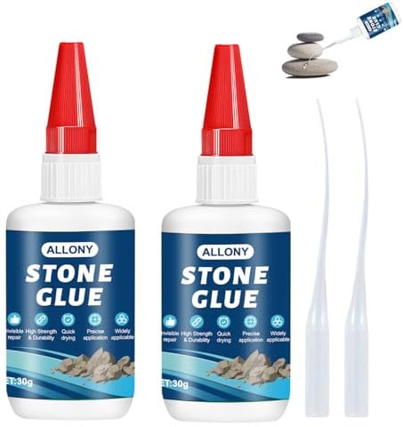 Allony Colla per Marmo, Colla per Ceramica, Colla per Plastica, Resistenza Alle Alte e Basse Temperature, Adesivo Istantaneo per Riparare e Incollare Porcellana, Metallo, Acrilico e Artigianato