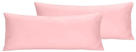 Set de 2 Fundas de Almohada 45x135 cm - Microfibra 100%, Suaves y Transpirable, Fundas de Cojín con Cierre de Cremallera, Ideal para Decoración del Hogar - Rosa