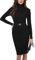 Totatuit Womens Turtle Neck Knit Dress Long Sleeve Chunky Cable Knitted Dress Bodycon Jumper Sweater Dress,Black,XS