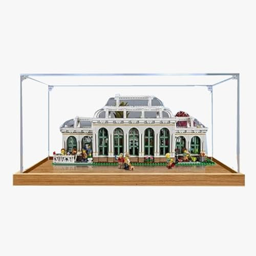 Acrylic Display Box for Lego 21353 Botanical Garden Model, Transparent Dustproof Display Box, Storage Box, Compatible with Lego 21353 Construction kit (Model Not Included) (Wooden Base 3mm)