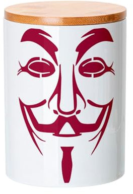Fabulous Keramiktopf mit Deckel Bambus - Anonymous Face Red Hacker - 739 ml (25 oz) - Topf