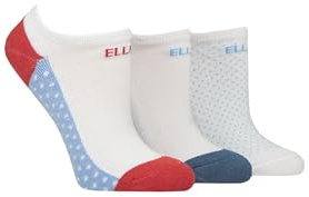 ELLE Cushioned No Show Socks - Ladies Soft Breathable Bamboo Invisible Low Cut Socks Multipack of 3 (UK, Numeric, 4, 8, Regular, Regular, Glazed Cherry)
