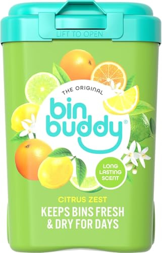 Bin Buddy Citrus Zest – Bin Freshener & Odour Eliminator for Kitchen, Bathroom, Food Waste, Compost & Outdoor Bins – Long-Lasting Citrus Fragrance