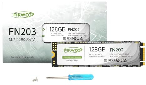 Fikwot FN203 128GB M.2 SATA SSD - SLC Cache 3D NAND TLC SATA III 6Gb/s M.2 2280 Internal Solid State Drive, Up to 550MB/s, Compatible with Ultrabooks, Tablet Computers and Mini PCS