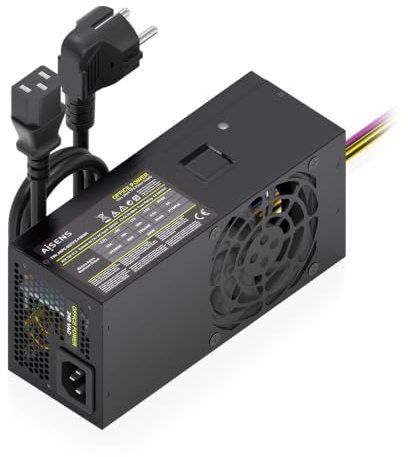 AISENS - ASPC-500TFX-PSEBK - Fuente ALIMENTACION TFX 500W con Cable DE ALIMENTACION OEM, Negra