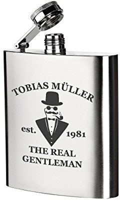 polar-effekt Edelstahl Flachmann mit Personalisierte Gravur - Schnapsflasche 200 ml - Geschenk-Idee für Männer, Papa oder Geschenk für Freund zum Geburtstag - Motiv a Gentleman