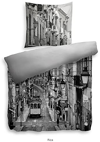 Heckett & Lane Rica Bettwäsche 135x200cm Schwarz/Weiss